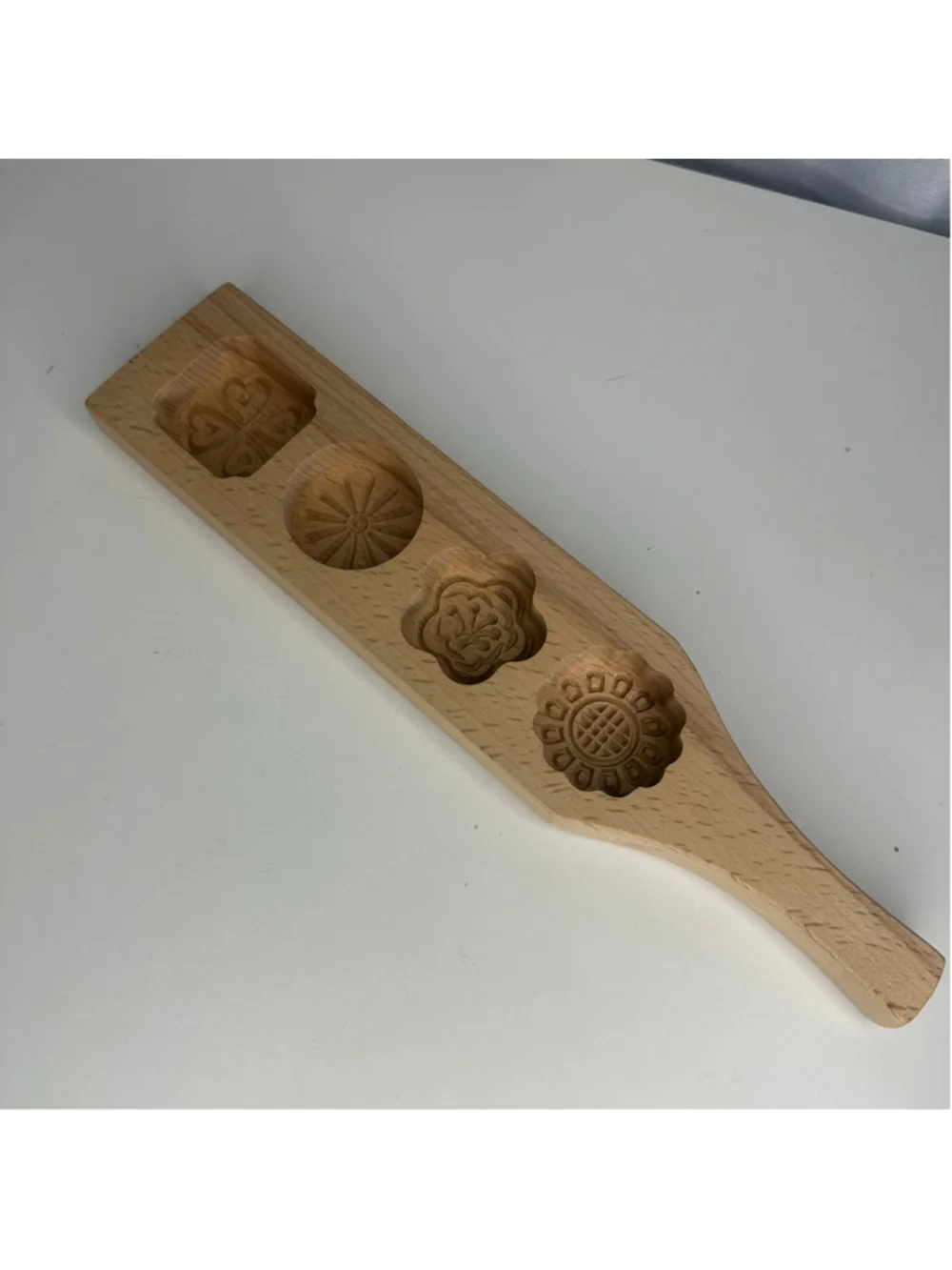 Carved Wooden Traditional Mooncake Mold Press Paddle (4 Floral Designs)